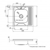 Кухонная мойка Lidz 6060-R 0,6 мм Decor (LIDZ6060RDEC06)