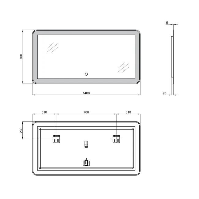 Дзеркало Qtap Swan 1400х700 з LED-підсвічуванням QT1678141470140W 2 Дзеркало Qtap Swan 1400х700 з LED-підсвічуванням QT1678141470140W 2
