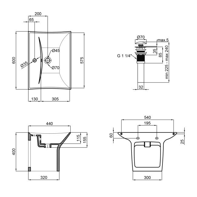 Раковина подвесная моноблок Qtap Presto 600х450х405mm White з донним клапаном QT2411G822W 2