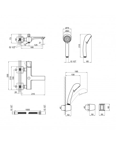 Смеситель для ванны Qtap Krychle 3052104GC