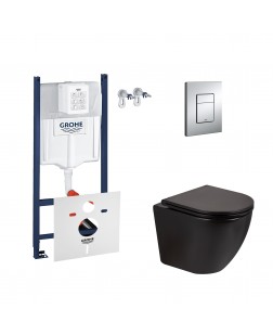 Набір інсталяція 4 в 1 Grohe Rapid SL 3884000G + унітаз з сидінням Qtap Robin QT13332141ERMB