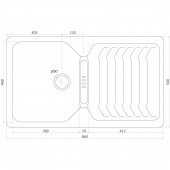 Гранитная мойка Globus Lux BOREN жемчужина 860х500мм