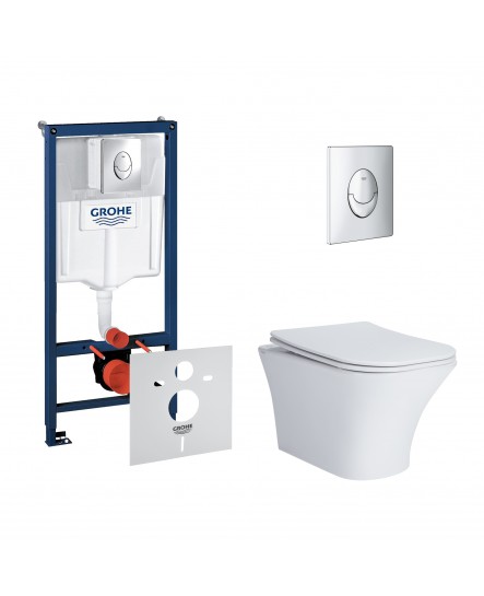 Набор инсталляция 4 в 1 Grohe Rapid SL 38721001 + унитаз с сиденьем Qtap Presto QT24332615EW