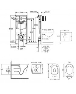 Набор инсталляция 4 в 1 Grohe Rapid SL 38722001 + унитаз с сиденьем Qtap Swan QT16335178W