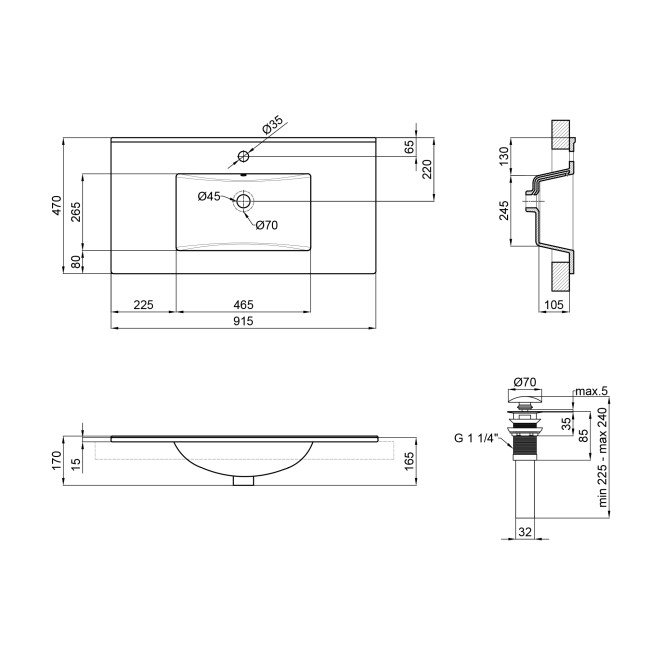 Раковина Qtap Albatross E 900х460х180 White з донним клапаном QT01119090EW 2