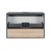 Тумба подвесная Qtap Robin 800х476х437 Graphite/Whitish oak со столешницей QT1379TPН8002GWO