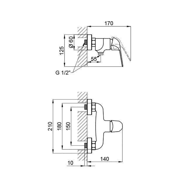 Змішувач для душу Qtap Arena CRM 010 Змішувач для душу Qtap Arena CRM 010