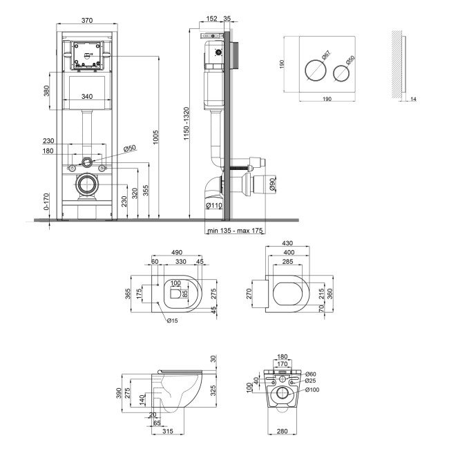 Набір Qtap інсталяція 4 в 1 з панеллю змиву Nest (QT0233M370 + QT0211P01V1176W) + унітаз з сидінням Robin QT1333046ENRW 2