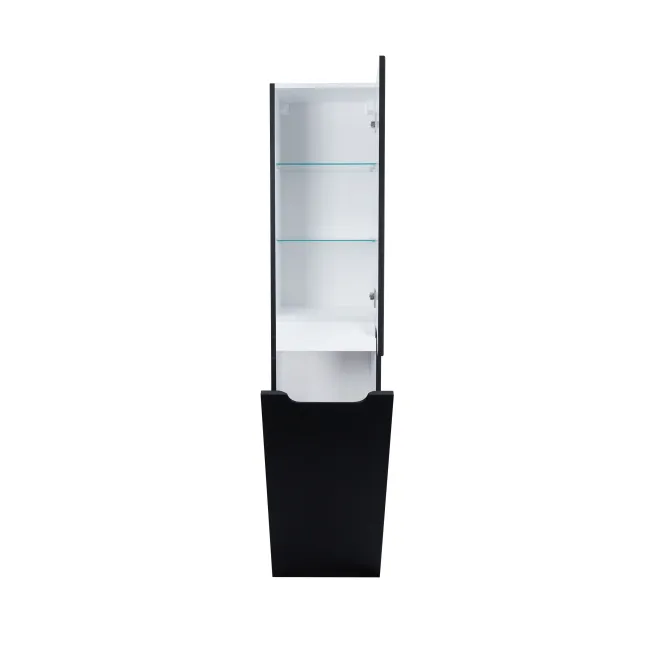 Пенал підвісний Qtap Virgo 350х1600х316 Black/White з кошиком для білизни QT1876PP1652KRBW