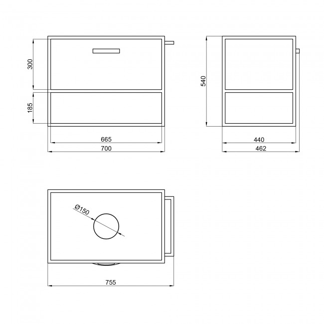 Тумба підвісна Qtap Taurus 700х476х469 Whitish oak зі стільницею QT2479TPT703WO