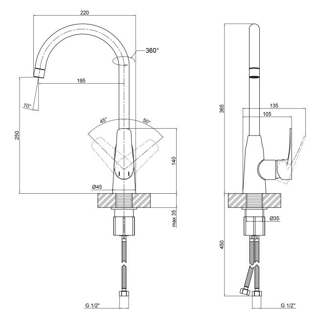 Змішувач для кухні Qtap Terezin 9024101UC 2