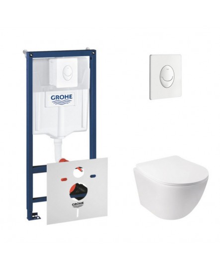 Набор инсталляция 4 в 1 Grohe Rapid SL 38722001 + унитаз с сиденьем Qtap Jay QT07335176W