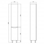 Пенал напольный Qtap Scorpio 350х1900х300 White с корзиной для белья QT1475PN1901KRW