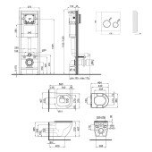 Набор Qtap инсталляция 4 в 1 с панелью смыва Nest (QT0233M370 + QT0211P01V1176W) + унитаз с сиденьем Robin QT13332141ERW