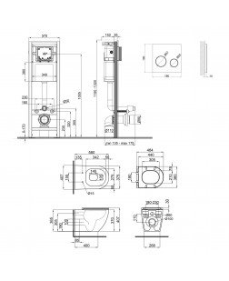 Набор Qtap инсталляция 4 в 1 с панелью смыва Nest (QT0233M370 + QT0211P01V1176W) + унитаз с сиденьем Robin QT13332141ERW