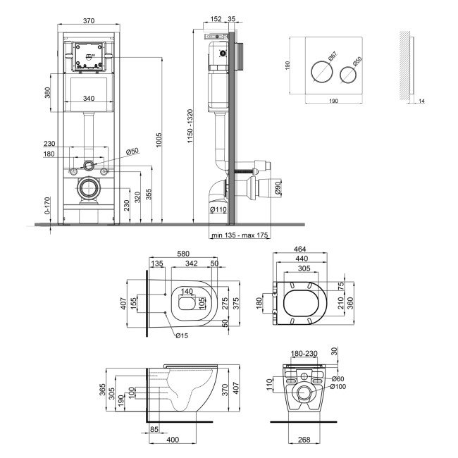 Набор Qtap инсталляция 4 в 1 с панелью смыва Nest (QT0233M370 + QT0211P01V1176W) + унитаз с сиденьем Robin QT13332141ERW 2