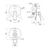 Смеситель скрытого монтажа для душа Qtap Kralovice 6229103GC на два потребителя Смеситель скрытого монтажа для душа Qtap Kralovice 6229103GC на два потребителя
