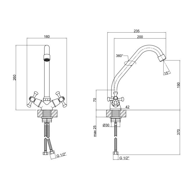 Смеситель для кухни Lidz (CRM) 75 21 272F-1 2