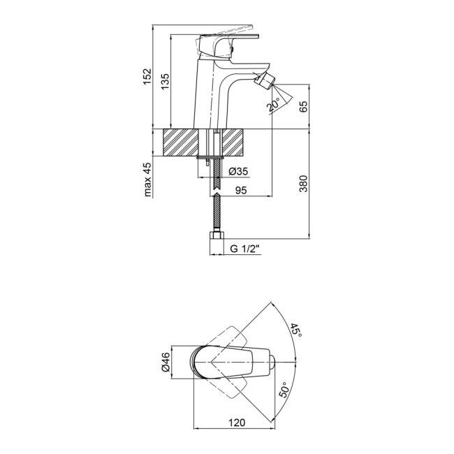 Смеситель для биде Qtap Tenso CRM 001A 2