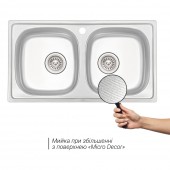 Кухонная мойка с двумя чашами Qtap 7843-B 0,8 мм Micro Decor (QT7843BMICDEC08)