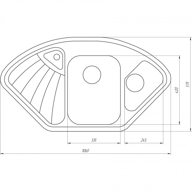 Гранитная мойка Globus Lux AVERNO черный 1060х575мм-А0002