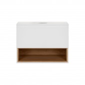 Тумба подвесная Qtap Robin 600х476х437 White/Whitish oak со столешницей QT1379TPН6001WWO