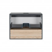 Тумба подвесная Qtap Robin 600х476х437 Graphite/Whitish oak со столешницей QT1379TPН6002GWO