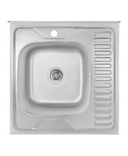 Кухонна мийка Lidz 6060-L 0,8 мм Satin (LIDZ6060LRSAT8)