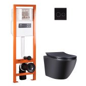 Набір Qtap інсталяція 4 в 1 з панеллю змиву Nest (QT0233M370 + QT0211P01V1178MB) + унітаз з сидінням Robin QT1333046ENRMB