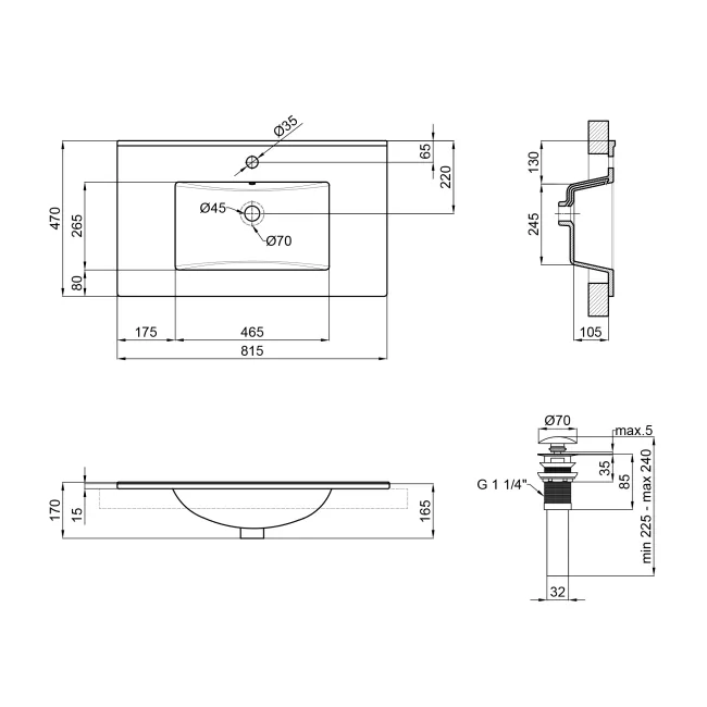 Раковина Qtap Albatross E 800х460х180 White с донным клапаном QT01119080EW 2 Раковина Qtap Albatross E 800х460х180 White с донным клапаном QT01119080EW 2
