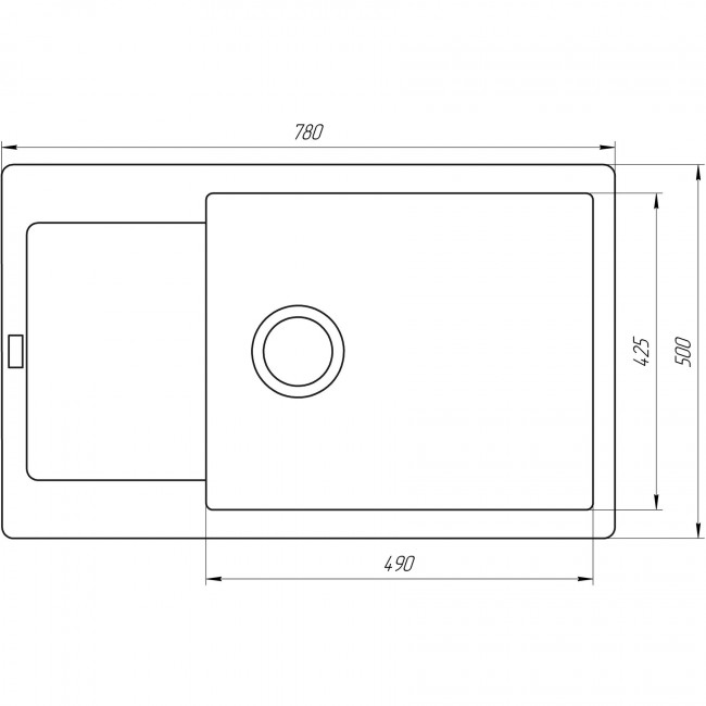 Гранитная мойка Globus Lux MALABI миндаль 780х500мм-А0008