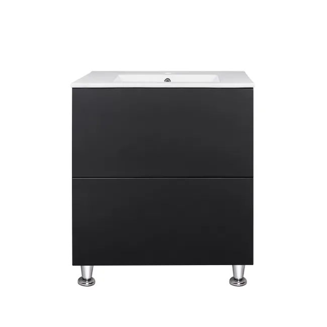 Комплект Qtap Tern 700х725х437 Matt black тумба напольная + раковина врезная QT1771TNL7023070CMB