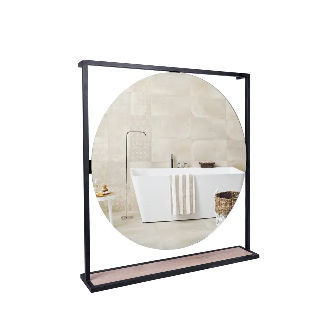 Дзеркало Qtap Taurus 800х850х140 Black/Whitish oak з LED-підсвічуванням