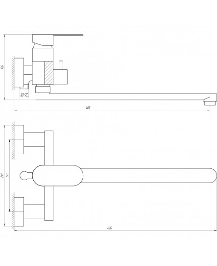 Змішувач для ванни TOPAZ BARTS TB 07116-H36