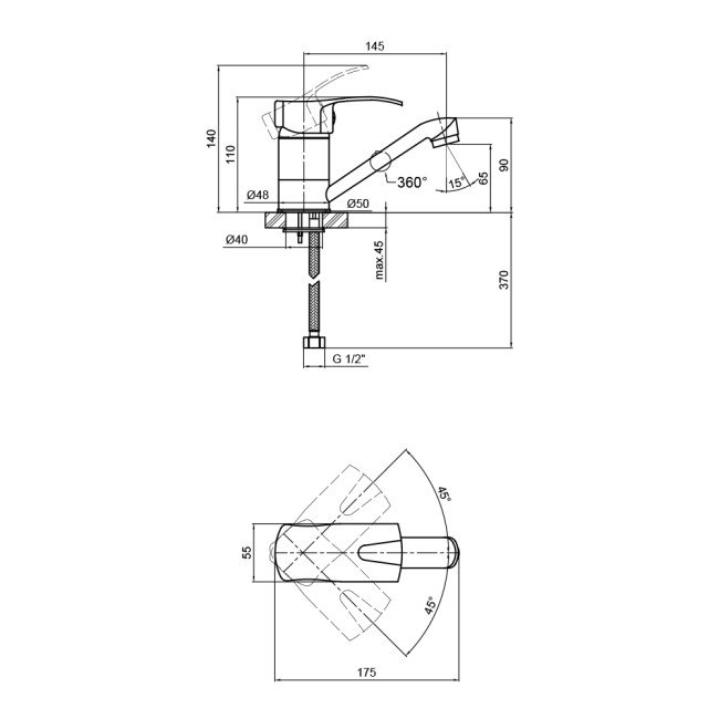Смеситель для кухни Lidz (CRM) 41 86 002M 150 мм 2