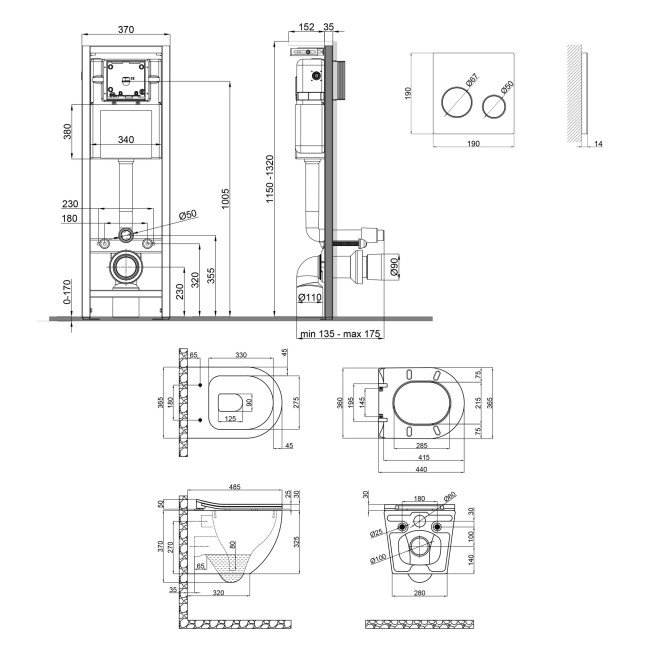 Набір Qtap інсталяція 4 в 1 з панеллю змиву Nest (QT0233M370 + QT0211P01V1178MB) + унітаз з сидінням Robin QT1333046ERMB 2