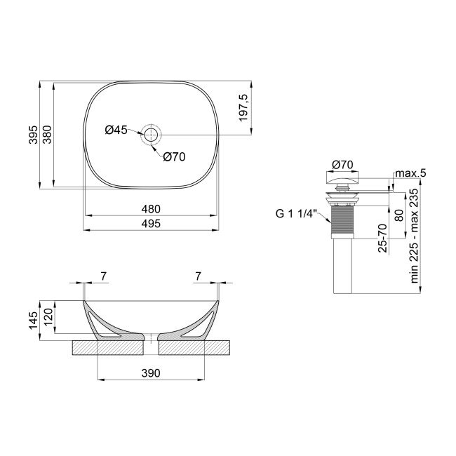 Раковина-чаша Qtap Aquarius 490x395x150 White с донным клапаном QT21112143W 2