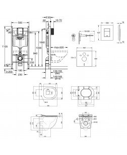 Набір інсталяція 4 в 1 Grohe Rapid SL 3884000G + унітаз з сидінням Qtap Robin QT1333046ENRMB