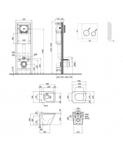 Набор Qtap инсталляция 4 в 1 с панелью смыва Nest (QT0233M370 + QT0211P01V1176W) + унитаз с сиденьем Tern QT1733052ERW