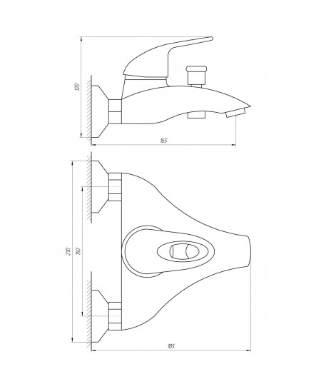 Змішувач для ванни Globus Lux Smart GLSM-0102