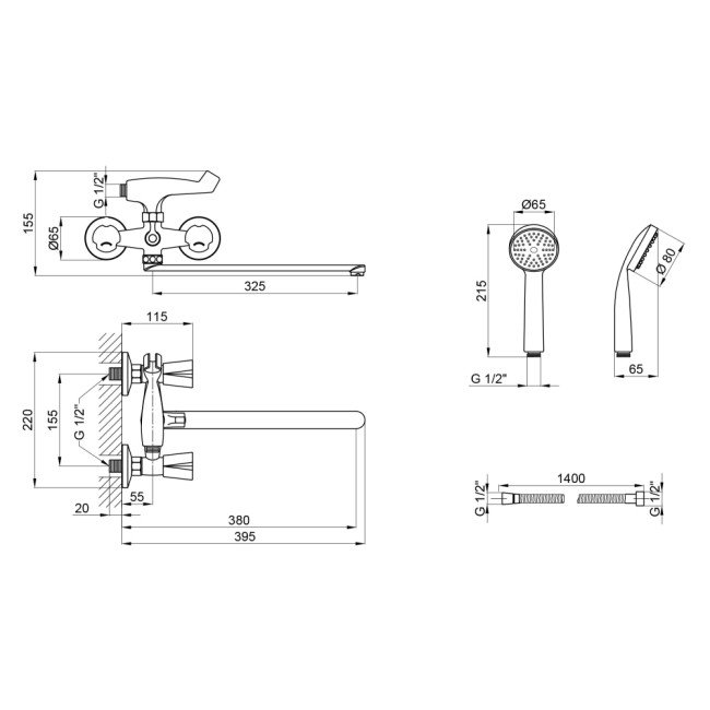 Змішувач для ванни Lidz (CRM) Mix 17 140 2
