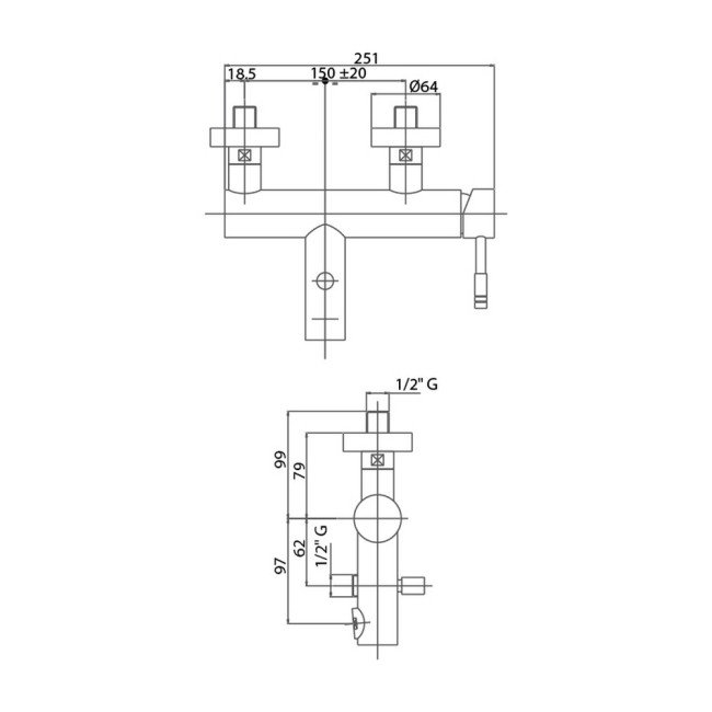 Змішувач для ванни Bianchi Mody VSCMDY2004SKCRM 2