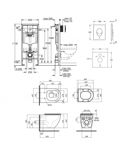 Набор инсталляция 4 в 1 Grohe Rapid SL 38721001 + унитаз с сиденьем Qtap Robin QT13332141ERMB