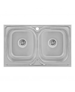Кухонна мийка з двома чашамиLidz 5080 0,8 мм Decor (LIDZ5080DEC08)