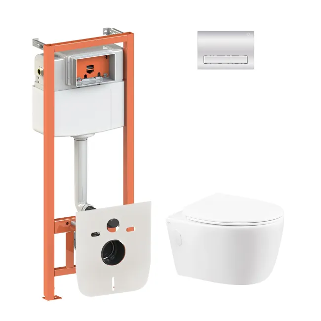 Набор Qtap инсталляция 4 в 1 с панелью смыва Nest (QT0133M425 + QT0111M08381CRM) + унитаз с сиденьем Leo QT11331002ERW Набор Qtap инсталляция 4 в 1 с панелью смыва Nest (QT0133M425 + QT0111M08381CRM) + унитаз с сиденьем Leo QT11331002ERW
