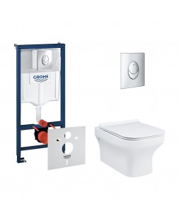 Набір інсталяція 4 в 1 Grohe Rapid SL 38721001 + унітаз з сидінням Qtap Cardinal QT0433C660HW