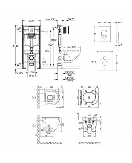 Набор инсталляция 4 в 1 Grohe Rapid SL 38722001 + унитаз с сиденьем Qtap Robin QT1333046ERW