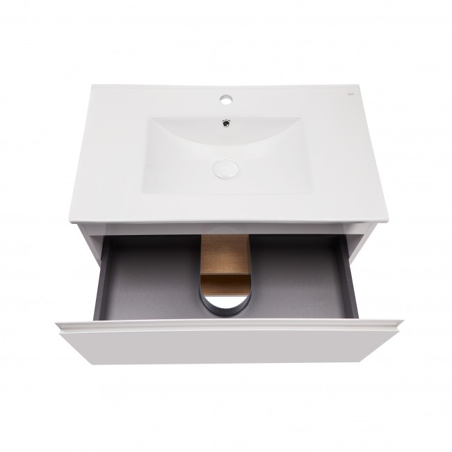 Комплект Qtap Robin 700х580х437 White/Whitish oak тумба підвісна + раковина урізна QT1372TPВ7001WWO