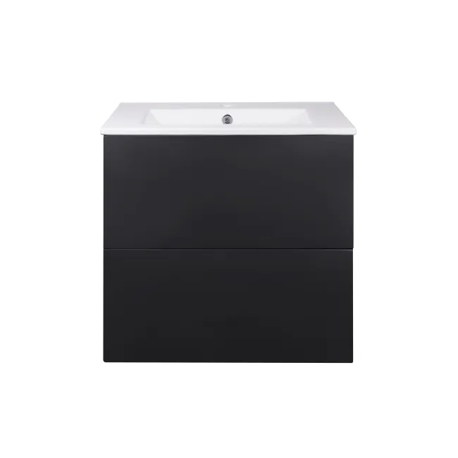 Комплект Qtap Tern 600х580х437 Matt black тумба підвісна + раковина урізна QT1772TPL6023060CMB