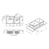 Кухонная мойка с двумя чашами Qtap S7843 2.7/1.0 мм Satin (QTS784310)